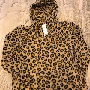 Fleece leopard sweatshirt